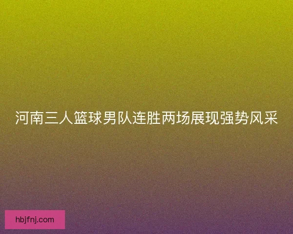 河南三人篮球男队连胜两场展现强势风采